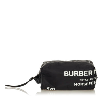 Burberry Horseferry Print Pouch Clutch Bag Black Nylon Ladies BURBERRY