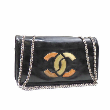 Chanel bag ladies black patent leather enamel coco mark