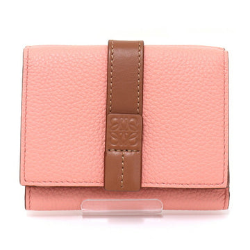 LOEWE Trifold Wallet Mini Compact Soft Grain Calf C660S26X03 Blossom/Tan Pink Brown Orange Gold Hardware