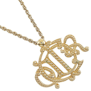 CHRISTIAN DIOR Dior Emblem Logo Necklace Vintage Gold Plated Women's