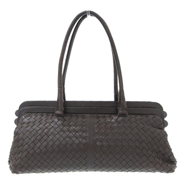 Bottega Veneta Intrecciato Clasp Handbag Leather Brown 131670