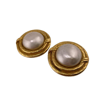 CHANEL pearl earrings gold ladies