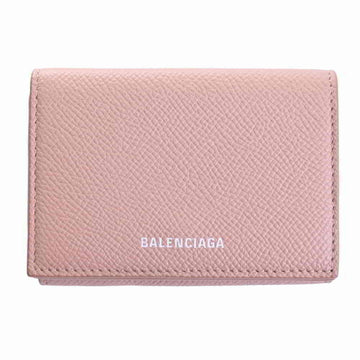 Balenciaga Leather Ville Mini Trifold Wallet Pink Beige