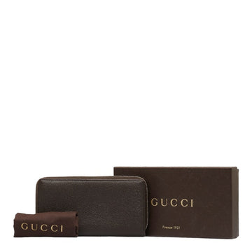 GUCCI long wallet brown leather ladies