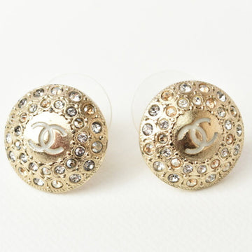 Chanel earrings CHANEL circle motif rhinestone gold