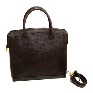 FENDI FF Logo Metal Fittings Epi Leather Genuine 2way Shoulder Bag Handbag Mini Boston Brown