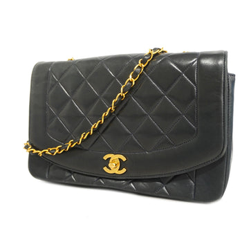 Chanel Matelasse Diana Flap Single Chain Lambskin Women's Shoulder Bag Navy