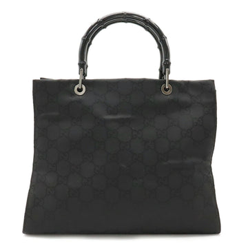 GUCCI GG Nylon Bamboo Handbag Tote Bag Leather Black 002.1010