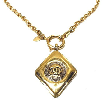 CHANEL Coco Mark Diamond Gold Plated Brand Accessories Necklace Women's