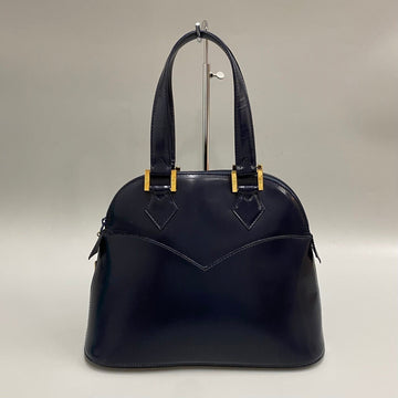 YVES SAINT LAURENT YSL Cassandra Charm Patent Leather Handbag Mini Tote Bag Navy 22759