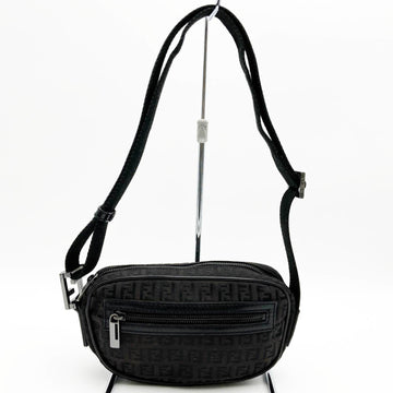 FENDI Zucchino Shoulder Bag Crossbody All Over Pattern FF Black Ladies Men's Fashion 8BR324 USED