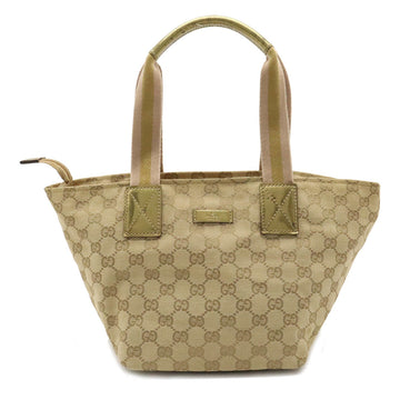 GUCCI GG Canvas Tote Bag Handbag Leather Beige Pink Gold 131228