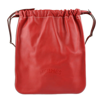 HERMES BRIDADO shoulder bag ever color rouge Piman silver metal fittings 2WAY rucksack drawstring type D stamp