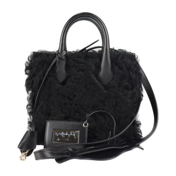 BALENCIAGA Padlock Nude Mini Handbag 347237 BP91J 1000 Mouton Leather Black Gold Hardware 2WAY Shoulder Bag