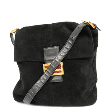 FENDIAuth  Handbag Women's Suede Handbag Black