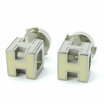 HERMES Earrings Cage de Ash H Cube Off White Plated Accessory Women's  earrings accessory