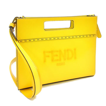 FENDI Bag Shopper Small 7VA547 Yellow Leather Handbag Gradation Women's Clutch Shoulder