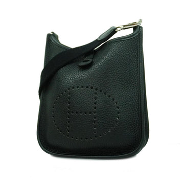HERMES Shoulder Bag Evelyn TPM Y Engraved Taurillon Clemence Black Silver Hardware Women's