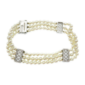 TIFFANY Ziegfeld Baby Pearl Pt950 3 Veil Bracelet Platinum / Diamond 0141 & Co. Ladies