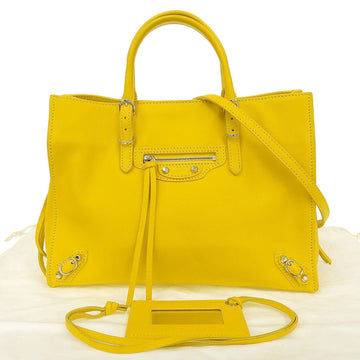 Balenciaga paper mini 2WAY bag leather yellow 370926