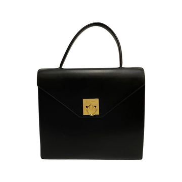 CELINE Vintage Logo Ring Hardware Calf Leather Genuine Handbag Mini Tote Bag Black