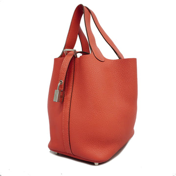 Hermes Picotin Picotin Lock PM T Engraved Women's Taurillon Clemence Leather Handbag Rose Jaipur