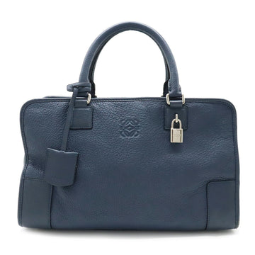 LOEWE Amazona 36 Anagram Handbag Boston Bag Leather Navy