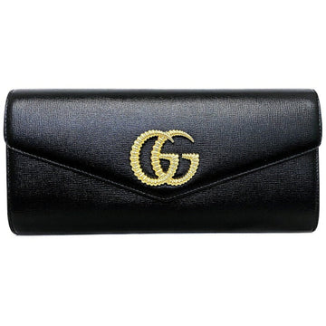 Gucci Clutch Bag Black Gold Broadway 594101-Bag Coated Leather GUCCI GG Marmont Ladies Flap