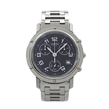 HERMES Clipper Chronograph CL1.910 Men's Watch Date Black Dial Quartz