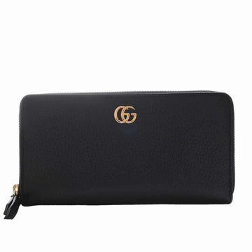 Gucci GG Supreme Marmont Zip Around Long Wallet Black Leather