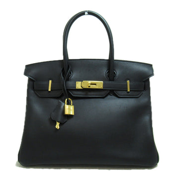 HERMES Birkin 30 Black handbag Black Noir Black Vaux Swift leather leather