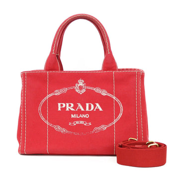Prada Shoulder Bag Tote Kanapat Red Ladies