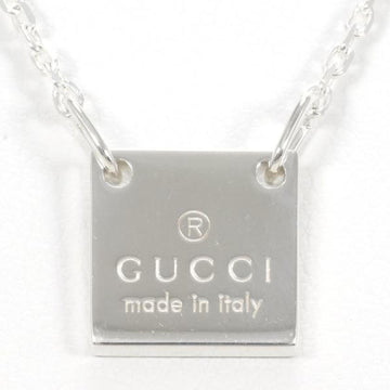 GUCCI Square Logo Plate Silver Necklace Total Weight Approx. 5.7g 48cm Jewelry Wrapping Free