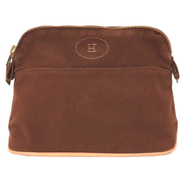 HERMES Bolide Pouch 20/Mini Cosmetic Makeup Cotton Brown
