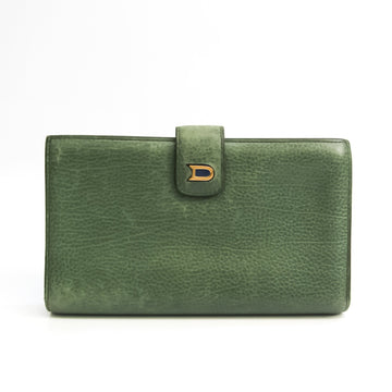 Delvaux Unisex Leather Long Wallet (bi-fold) Green