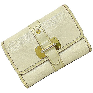 LOUIS VUITTON Tri-Fold Wallet Le Somptu White Gold Suhari M95854 Leather TH3059  LV Flap Belt Soft Studs