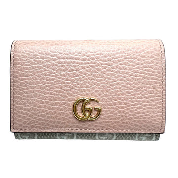 GUCCI Card Case Double GG Marmont 739525 Business Holder Light Pink Leather Beige White Supreme Canvas Ladies