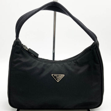 PRADA Pouch Mini Bag Hobo Triangle Logo Black Nylon Ladies Men's Fashion