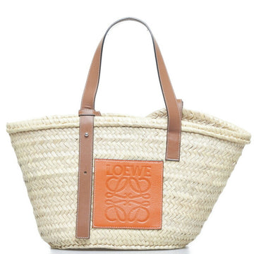 LOEWE Palm Leaf Basket Medium Handbag Natural Brown Raffia Leather Ladies