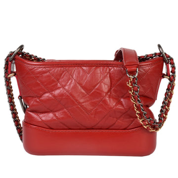 CHANEL Gabriel de  Hobo Bag No. 27 V Stitch Red Calfskin Gold/Chain Shoulder