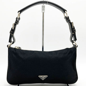 PRADA Shoulder Bag Triangle Logo Mini Black Nylon Leather Ladies Fashion BR2206