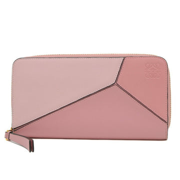 LOEWE Puzzle Zip Around Round Long Wallet Leather Pink C510T12X10