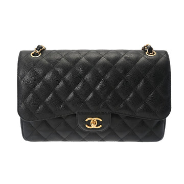 CHANEL Matelasse W Flap Chain Shoulder 30cm Black A58600 Ladies Caviar Skin Bag