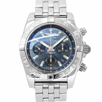Breitling Chronomat 44 AB0111 Japan Limited 500 Chronograph Men's Watch Date Blue Shell Dial Back Skeleton Automatic Winding