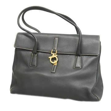 Salvatore Ferragamo Gancini Tote Bag Women's Leather Handbag,Tote Bag Black