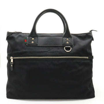 GUCCI Parana Web Loop Tote Bag Handbag Nylon Canvas Leather Black 246392