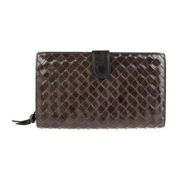 BOTTEGA VENETA intrecciato bi-fold wallet 132357 patent leather dark brown