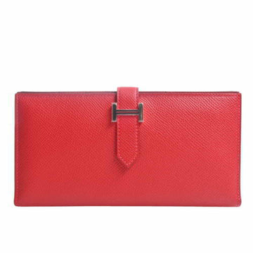 Hermes Vaux Epson Bear Souffle Bifold Long Wallet 2 Red