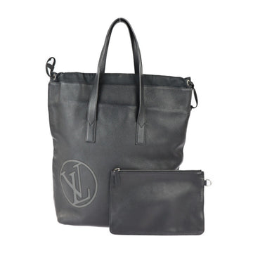 LOUIS VUITTON cover light tote bag M55000 Taurillon leather black silver metal fittings with pouch