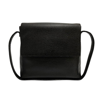 LOEWE Logo All Leather Suede Genuine Semi Shoulder Bag Mini Tote Handbag Black